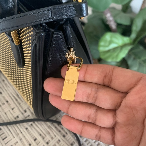 Alexander McQueen Leather Mini Heroine Black Gold Studded Tote - Picture 10 of 16